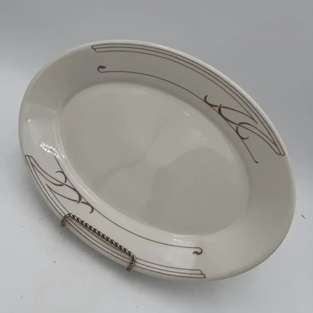 Vintage Homer Laughlin Restaurant Hotel Ware Platter Gold and White 12